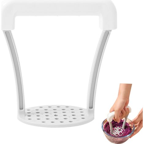 1 presse-purée, poignée antidérapante résistante à la chaleur, plaque de pression ronde, compatible lave-vaisselle (1/5)