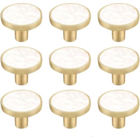 Lot de 8 boutons d'armoire ronds en Alliage de zinc,Poignées de tiroir décoratives blanches,Boutons de commode, de commode, de meubles de cuisine, crochets à vêtements (8, style) (1/4)