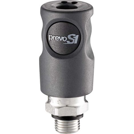 Raccord rapide de sécurité PREVOST, Filetage vers Mâle G 1/4 Mâle 1/4pouces ISO C6 en Corps Composite ( Prix pour 1 )