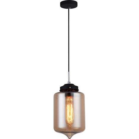 Italux Tube suspension industrielle verre ambré E27 Ø17