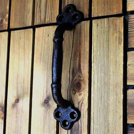 Poignée de porte Grange solide noir poignée de porte en acier tirer la porte coulissante en acier noir acier inoxydable (y compris des vis) (1/3)