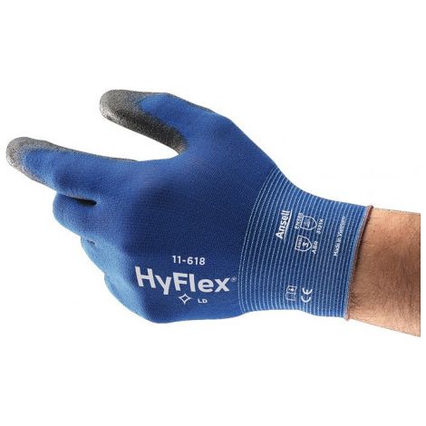 Gant HyFlex® 11-618 Taille 9 bleu/noir EN 388 PSA II Nyl.m.PU ANSELL (Par 12)