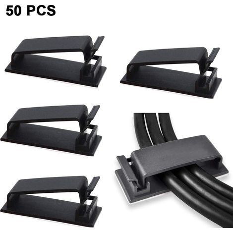 Lot de supports câbles,attaches auto-adhésives,surfaces lisses,murs bureaux voitures,gestion fils électriques (1/5)