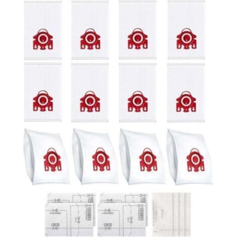 Lot de 12 sacs d'aspirateur 3D Airclean, compatibles avec les aspirateurs Miele 3D FJM, adaptés aux séries Complete C1, Compact C1, Compact C2, S6, S4, S700, S500, S300 et S200, avec 4 filtres inclus. (1/5)