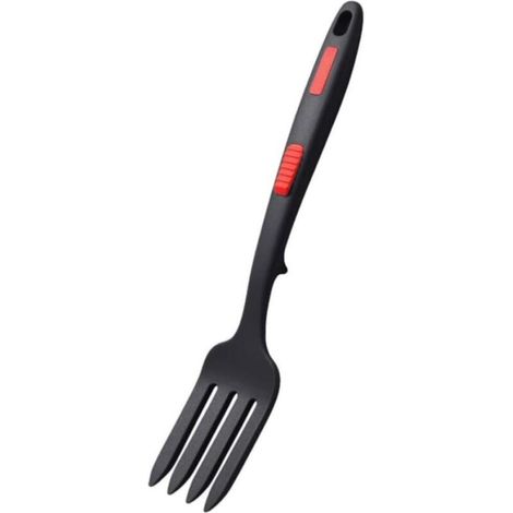 2pcs flexible silicone cuisine fourchette ustensiles de cuisine fourche anti - adhésif résistant à la chaleur fourche de service (noir) (1/5)