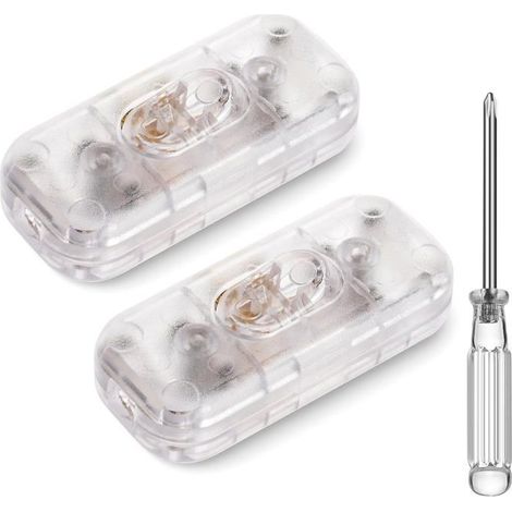 Interrupteur bipolaire transparent 250 V, lot de 2, interrupteur en ligne pour lampes et petits appareils électroménagers (1/5)