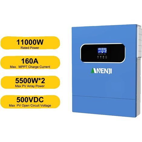 Inversor solar híbrido, tecnología MPPT, salida de onda sinusoidal pura, ANJ-11000W-48V-WIFI, 220-240V, 48V (1/5)