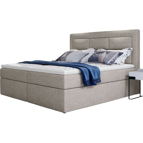 Lit continental tissu beige clair Balore-180x200 (1/5)
