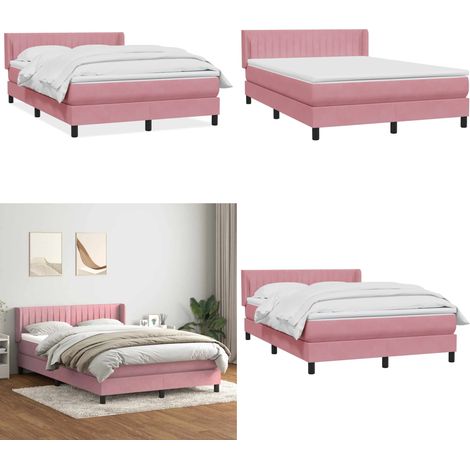 vidaXL Boxspringbett mit Matratze Rosa 140x220 cm Samt (1/5)