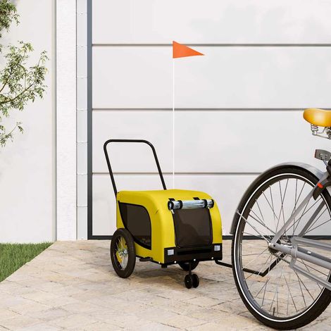 vidaXL Remolque bicicleta mascotas hierro tela Oxford amarillo negro (1/5)