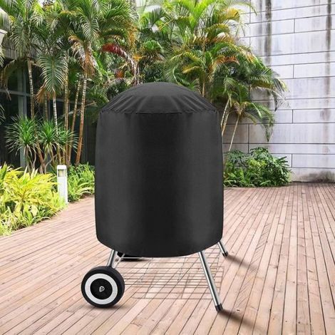 Housse de protection pour barbecue à charbon rond 58 x 77 cm, bâche imperméable noire pour barbecue grill extérieur, résistante et durable (1/4)