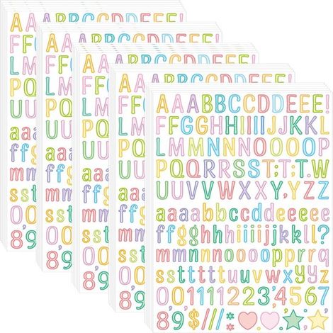Autocollants alphabet - 30 feuilles - Lettres adhésives - Lot d'autocollants - Vinyle - Imperméable - Décoration de cartes de vœux - 13,2 x 17,5 cm (1/5)