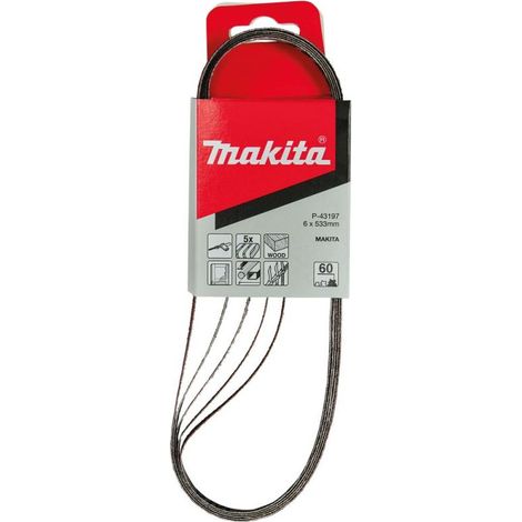 Makita Schleifband 6 x 533 mm K60 5 Stück für Holz und Metall P-43197