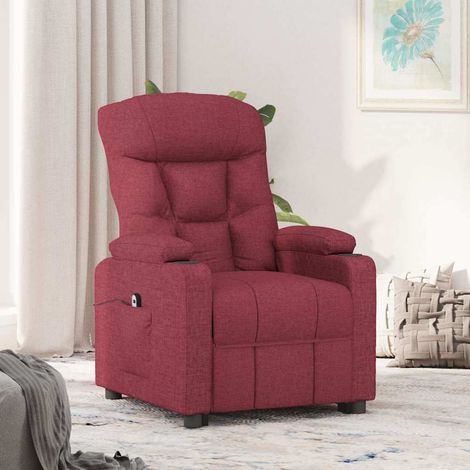 vidaXL Sillón reclinable eléctrico tela rojo tinto (1/5)