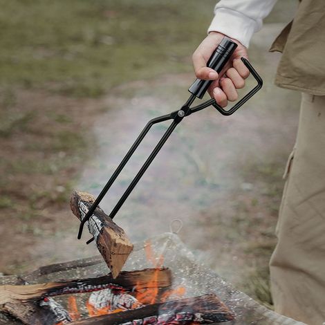 Pince à bûches avec manche en bois isolé et prise en main améliorée, ciseaux à bois, matériel de camping noir (1/5)