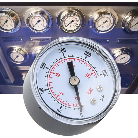Manomètre mécanique pour air, huile et eau, raccord arrière 1/8 pouce BSPT (0-300 psi 0-20 bar) (1/5)