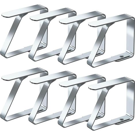 Lot de 8 pinces à nappe antidérapantes en acier inoxydable - 4 cm x 8 pièces (1/4)