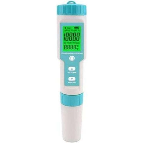 Pool-Salzgehalt-Tester, Salzwasser-pH- und Salzgehalt-Messgerät, digitaler 5-in-1-Pool-pH- und Salzgehalt-Tester, Salzgehalt-Messgerät für Pool, Whirlpool und Spa