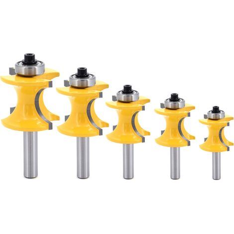 5Pcs 8mm Tige Bullnose avec colonne Perle visage/Moulure Router Bit, Fraise à Bois Coupe Rayon 1/4" 3/8" 1/2" 5/8" 3/4", Outile Pour Menuiserie (1/5)