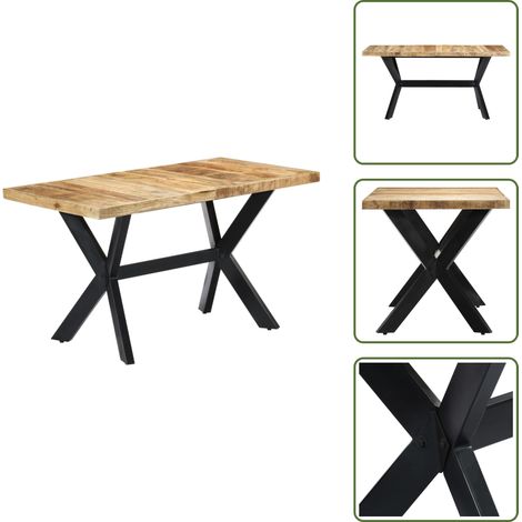 Table à manger 140x70x75 cm Bois de manguier massif brut - Table À Manger - Table Industrielle - Table En Bois - Table Design - Mobilier Salle À Manger (1/5)