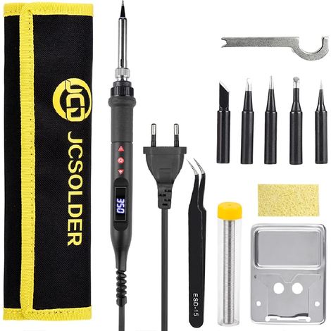 Kit de fer à souder (80 W, 220 V) avec écran LCD, température réglable et outils de soudage et de réparation. (1/5)