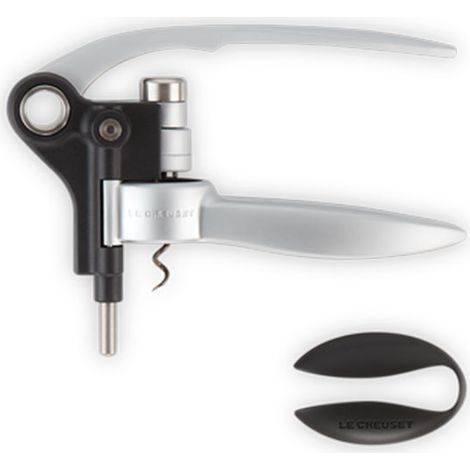 Le Creuset Set con cavatappi professionale e tagliacapsule abbinato, LM250, Rimozione del tappo della bottiglia di vino, Alluminio spazzolato, Poliammide, 59058013009410