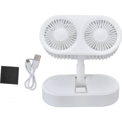 Ventilateur de Bureau Double Moteur avec Angle Réglable 135° - 3 Vitesses Silencieuses - Blanc (1/5)