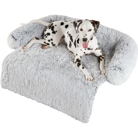 Lit pour chien pour grands chiens, 90x85cm, lavable, antidérapant, Peluche, Gris Clair L