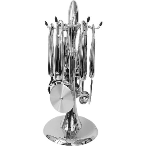Set 6 utensili da cucina apri barattoli bottiglia taglia pizza pelapatate scovino melone con supporto in acciaio 18/10 (1/5)