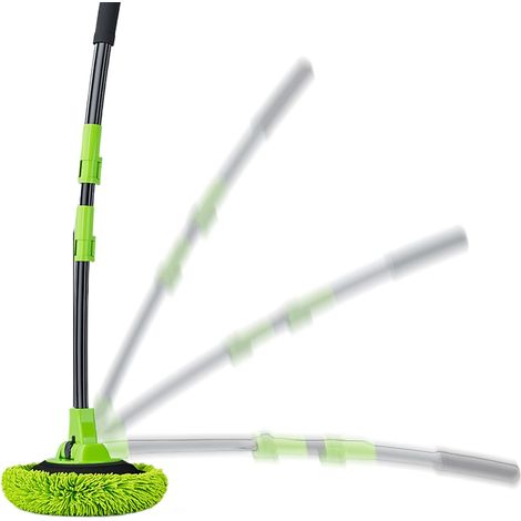Brosses de lavage pour véhicules - Brosse de lavage rotative à long manche - Outil de nettoyage automobile multifonction pour murs, plafonds, carreaux et sols (1/5)