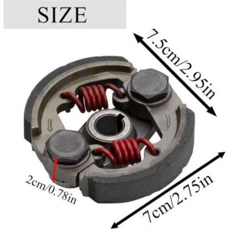 Embrayage pour mini-motos, moteur de mini-moto, quad robuste, compatible avec les moteurs 2 temps (43 cm³, 47 cm³, 49 cm³), mini-motos, quads, motos tout-terrain 4 roues. (1/4)