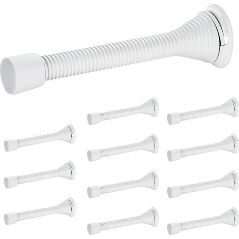 Butées de porte, lot de 12, Blanc, à ressort, avec butée en caoutchouc, pour le bas de la porte (1/5)