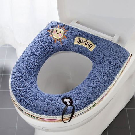Set of 2 soft, warm, washable toilet cushions with hanging loops. (1/4)