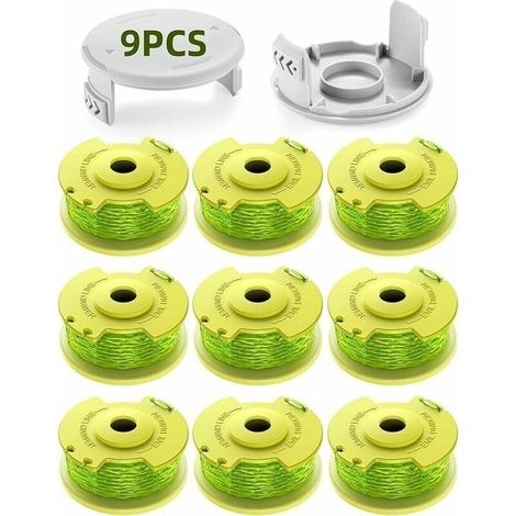11 Pack Updated Model Spool Trimmer Line Suitable for Ryobi One +18v, 24v, 40v Trimmers, Ø2.0mm and 3.5m Length AC14RL3A Trimmer Replacements (9 Spools, 2 Covers) - LIAIKI