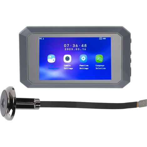 Judas de porte intelligent 3,97 pouces avec détection de mouvement, imagerie 1080p, grand angle de 135°, caméra pour la maison, l'entrepôt ou le bureau (gris) (1/5)
