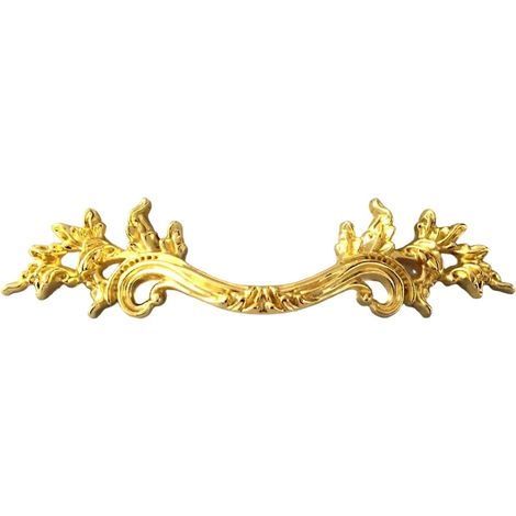 Glänzende goldene Küchenschubladengriffe und Türknöpfe im rustikalen Stil mit Blattmotiven