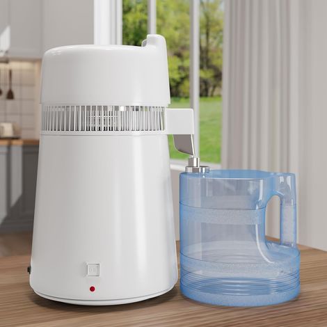 Distillateur d'eau 6L,1 litre par heure,900W Machine à eau distillée avec Arrêt automatique,Élimination des impuretés,Intérieur Acier 304,Purificateur d'eau Portable Pour Maisons,Bureau,Voyages(Blanc) (1/5)