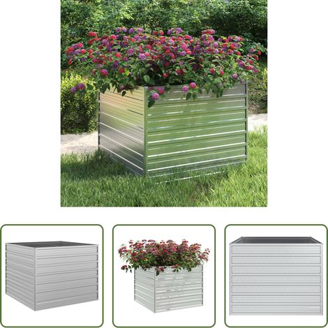 Metall Hochbeet - Garten-Hochbeet 100x100x77 cm Verzinkter Stahl Silber (1/5)