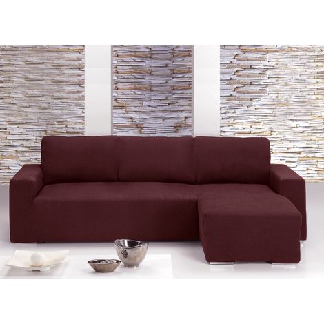 Copridivano Con Penisola Chaise Longue Tinta Unita Bordeaux Mod Capri, misuraSinistracoloreBordeaux (1/5)