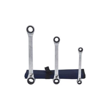 KS Tools 503.4540 Serie di Chiavi a Cricco Doppie Poligonali Reversibili 4 in 1 Gearplus, 3 Pezzi, 8X11-17X18 mm