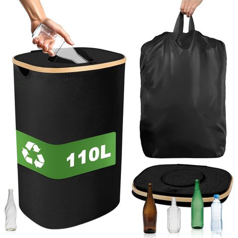 110L Poubelle Recyclage avec Couvercle (1/5)