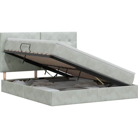 Letto con contenitore e materasso Grigio Chiaro 160 x 200 cm vidaXL (1/5)