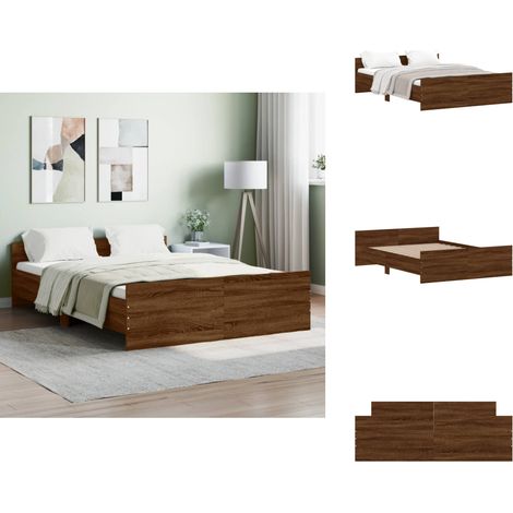 Cadre de lit sans matelas chêne marron 140x190 cm - Cadre De Lit - Lit Double - Lit En Bois - Lit Design - Literie (1/5)