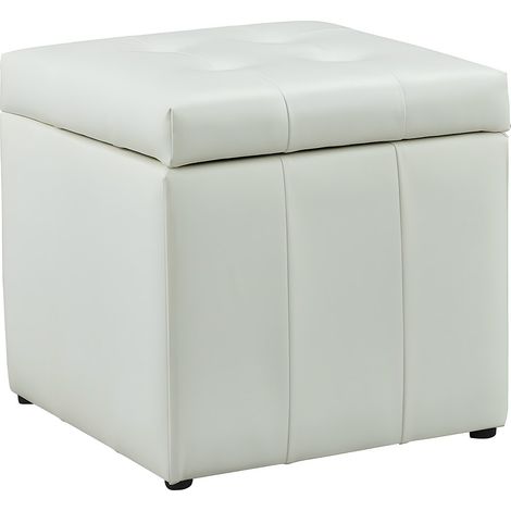 Pouf portaoggetti SERAFINO in similpelle - Bianco