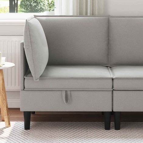 vidaXL Divano Angolare con Storage Grigio chiaro Velluto