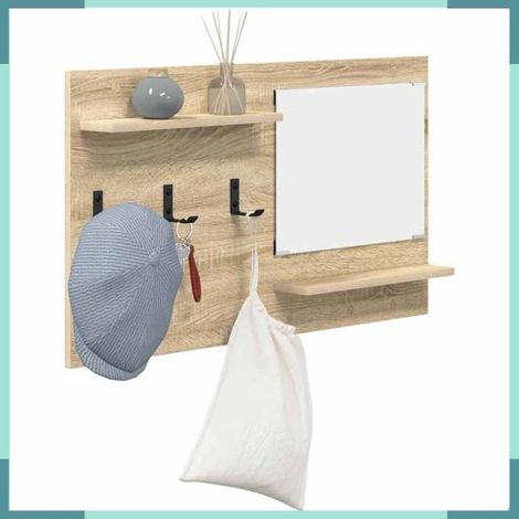 874517 Porte-manteau mural avec étagère Chêne Sonoma 90 x 10 x 50 cm (1/5)