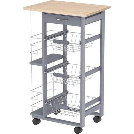Chariot desserte de cuisine OLGA gris (1/5)