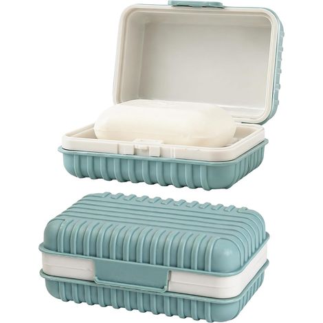 2-Piece Soap Dish with Raised Bottom, Sturdy Plastic Soap Holder (1/5)