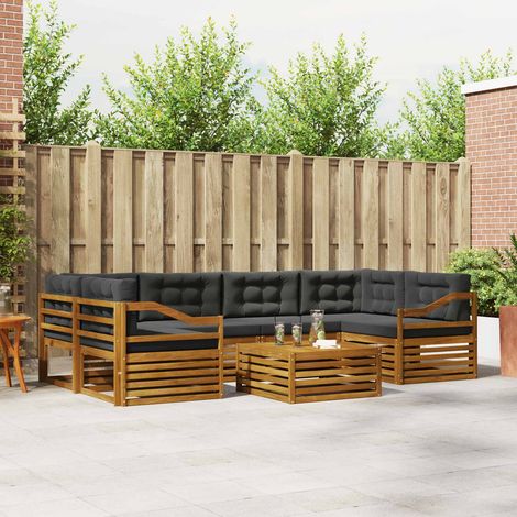 Outdoor-Sofagarnitur mit Kissen 7 pcs Natur und Anthrazit