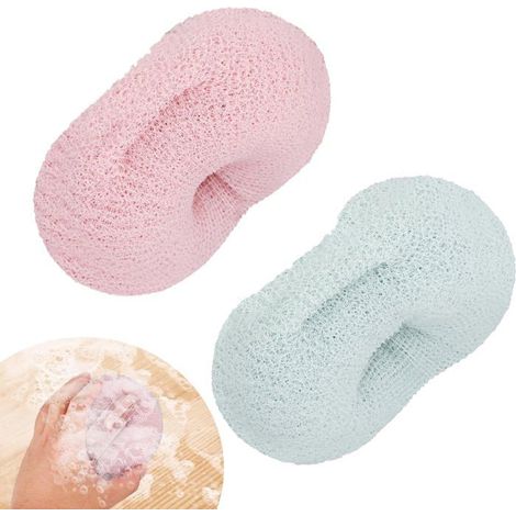 2 Stück Luffa-Peeling-Duschschwämme mit Kordel und Griff zur Körperreinigung (1/5)